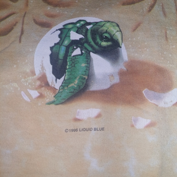 '96 Liquid Blue Shirt XXL 1996 Turtle All over Print Tie Dye - Picture 4 of 8